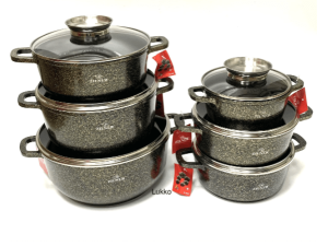 Marmurinių puodų rinkinys – 12 vnt. „Zilner ZL-8527“