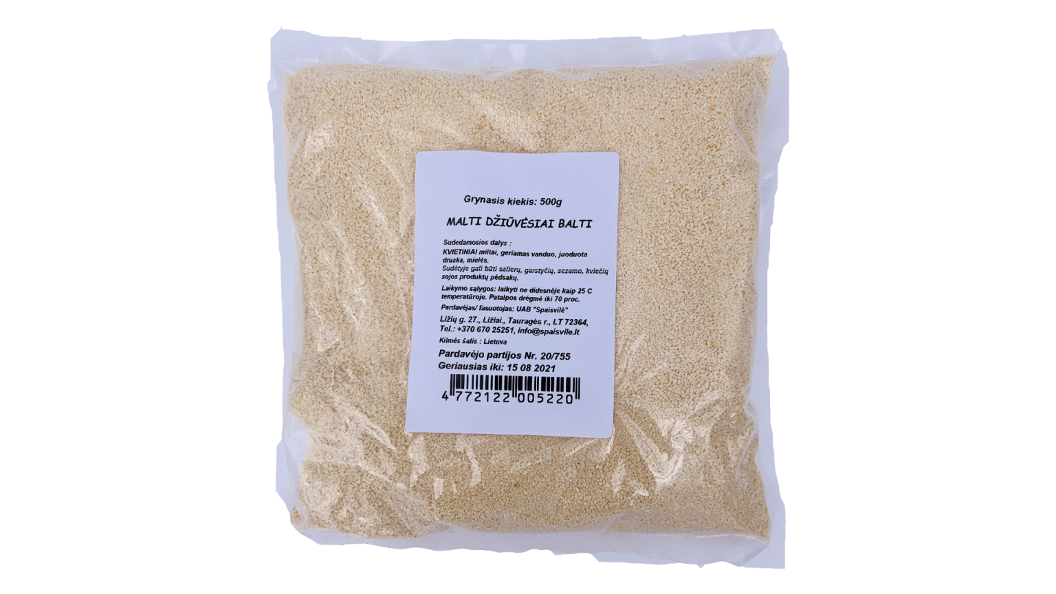 Baltie malti rīvmaize, 500 g - Image 1