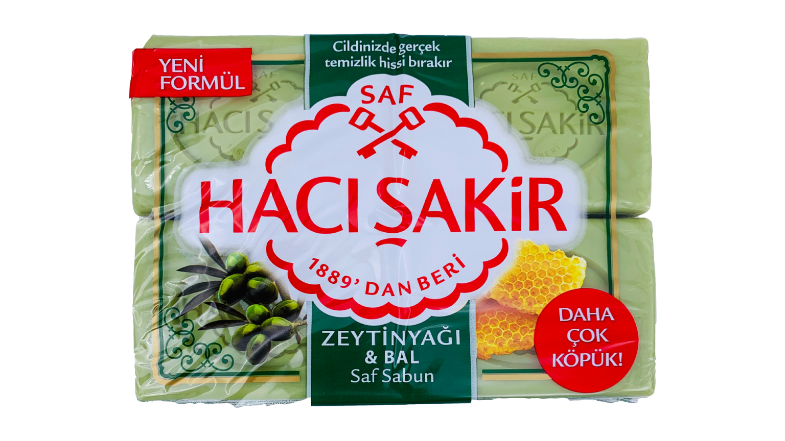Ziepju gabaliņš ar olīveļļu un medu HACI SAKIR, 150 g x 4 gab. - Image 1