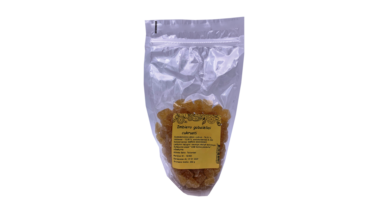 Cukuroti ingvera gabaliņi, 200 g - Image 1