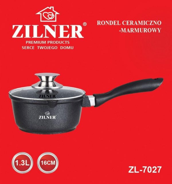 Marmurinis puodas 16cm / 1,3L su stikliniu dangčiu Zilner ZL-7027