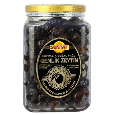Juodās olīvas ar kauliņiem Gemlik SUNTAT, 900 g
