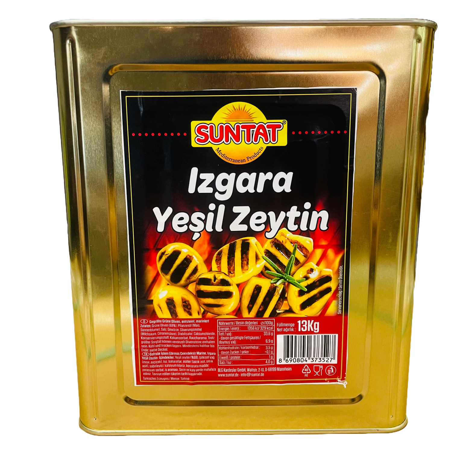 SUNTAT grilētas zaļās olīvas, 13 kg - Image 1