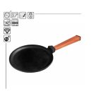 Ketaus blyninė keptuvė B02415 24 cm su medine rankena | Puikiai tinka blynams ir lietiniams
