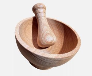 Medinė grūstuvė su skiediniu – 10 cm