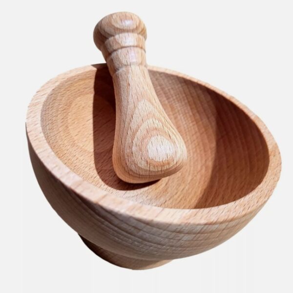 Medinė grūstuvė su skiediniu – 10 cm