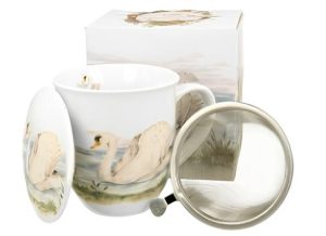 Elegantiškas keraminis puodelis su sieteliu „Bird World SWAN“ – tobulas pasirinkimas arbatos mėgėjams
