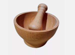 Medinė grūstuvė su skiediniu – 10 cm