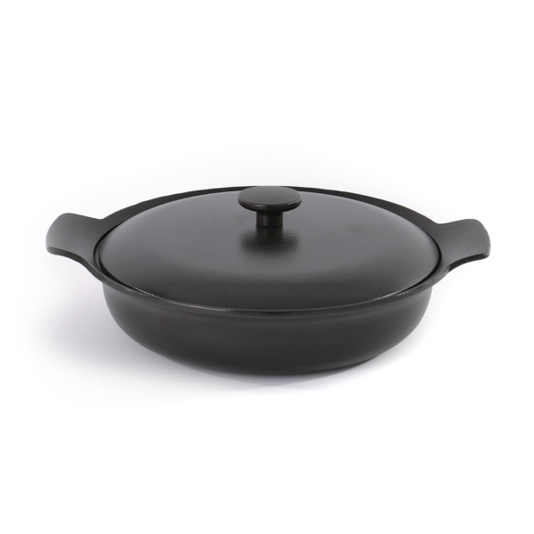 BergHOFF Čuguna panna RON 28 cm | Melna, Ar koka rokturi un vāku