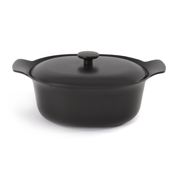 BergHOFF Ovāls čuguna katls RON 28 cm | 5 L, Melns, Ar koka rokturi