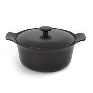 BergHOFF Čuguna katls RON 24 cm | 4.2 L, Melns, Ar koka rokturi