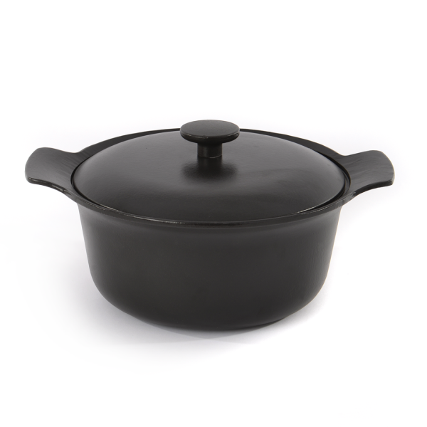 BergHOFF Čuguna katls RON 24 cm | 4.2 L, Melns, Ar koka rokturi