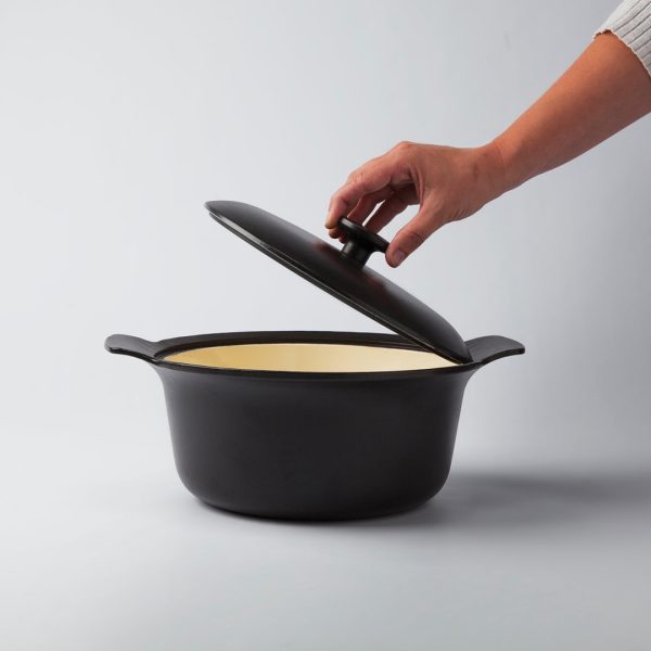 BergHOFF Čuguna katls RON 24 cm | 4.2 L, Melns, Ar koka rokturi