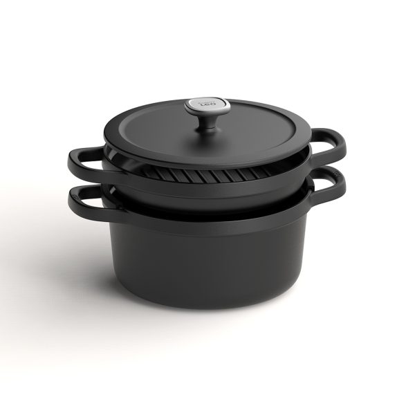 BergHOFF Čuguna katls Graphite 26 cm | 2-in-1, Vāks-panna