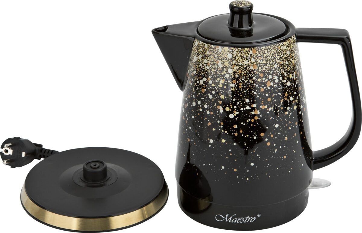 Maestro Keramikas elektriskā tējkanna | 1,5 L, 1500 W, Melnā un zelta krāsā - Image 4