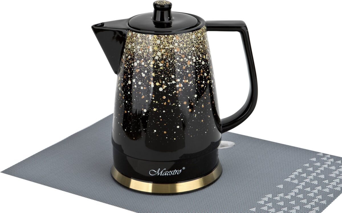 Maestro Keramikas elektriskā tējkanna | 1,5 L, 1500 W, Melnā un zelta krāsā - Image 7