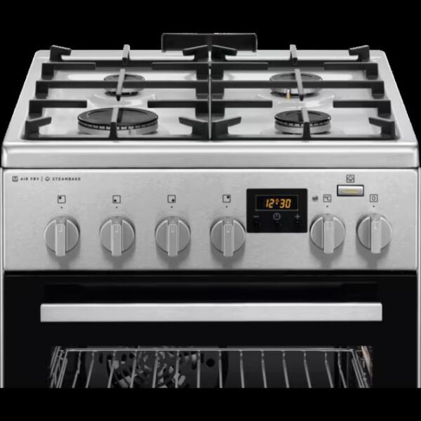 Gāzes plīts AEG ar el. cepeškrāsni | 50 cm, SteamBake, AirFry, Nerūsējošais tērauds