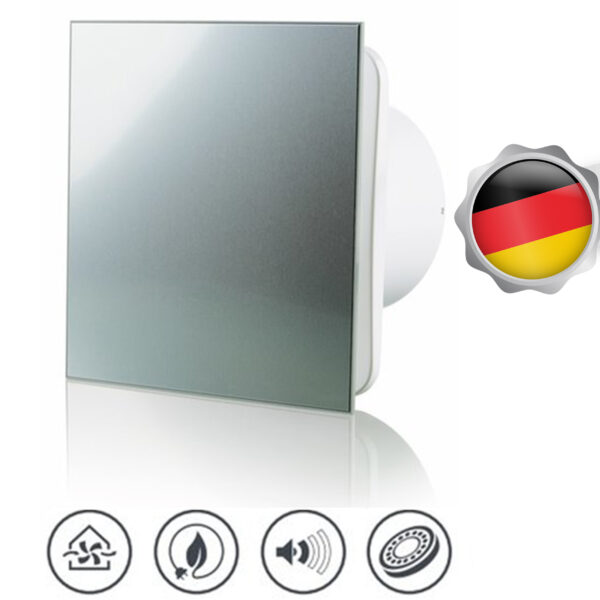 Vlano S-125 Izplūdes ventilators Alumat (Vienkārša kompl.) ⌀125 mm | Īpaši kluss, 8W, Alumīnija panelis