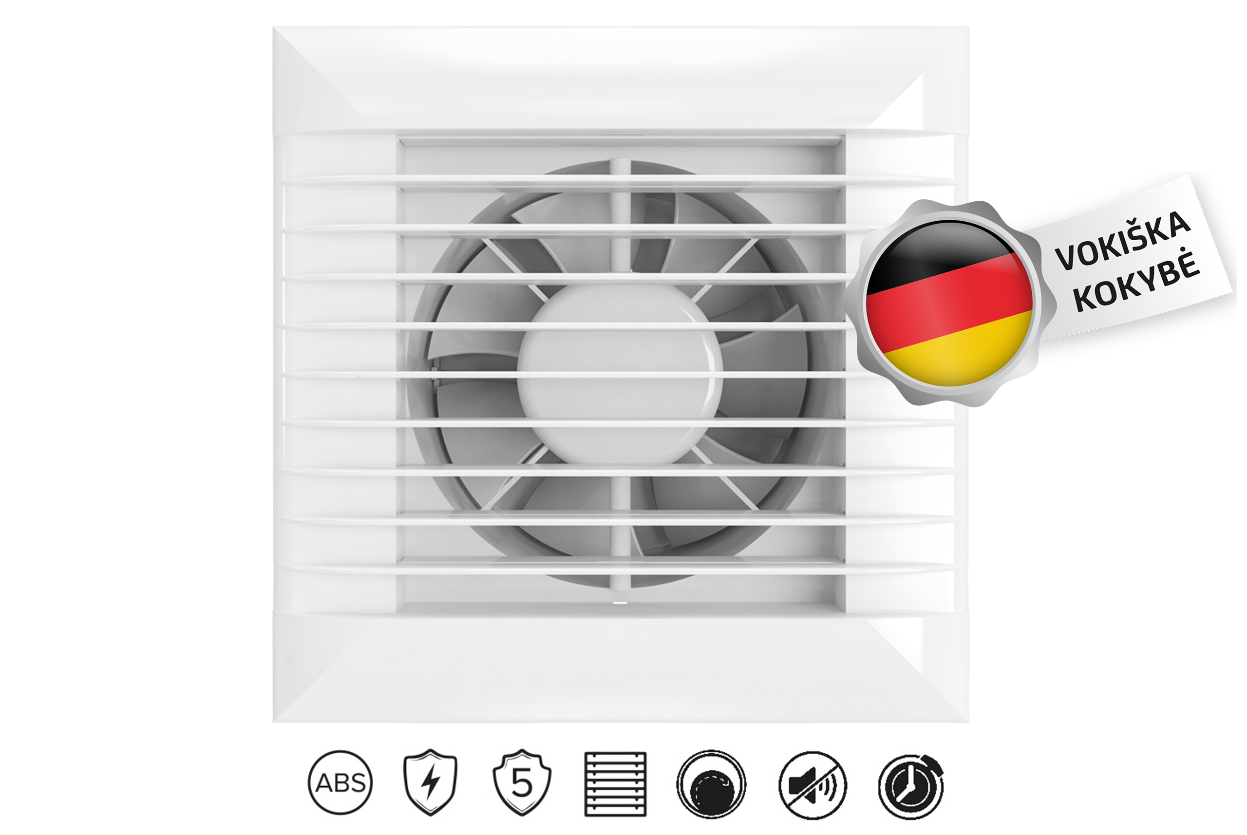 Vonios-Ventiliatorius-Vlano-FLAP-100-125-150-T-Su-Laikmaciu-⌀100-125-150-mm-2 Vlano FLAP 125 T Vannas istabas ventilators ar taimeri, ⌀125 mm | Automātiskās žalūzijas, Gultņi - Image 1