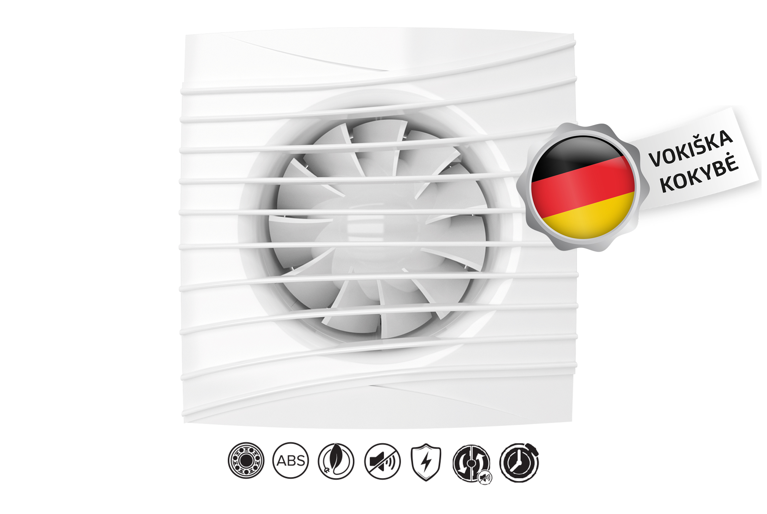 Vonios-Ventiliatorius-Vlano-ONDA-Su-Laikmaciu-100-125mm-2 Vannas istabas ventilators Vlano ONDA 125 T ar taimeri, ⌀125 mm | Kluss, ar gultņiem, 180 m³/h - Image 1