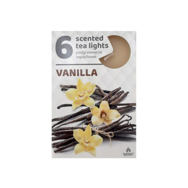Aromātiskās tējas sveces "Vanilla", 6 gab. | Salds vaniļas aromāts