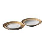 BergHOFF Porcelāna Šķīvju Komplekts (3 gab.) Gem White & Gold | Grezns galda klājums