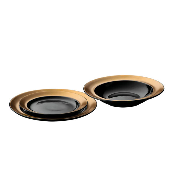 BergHOFF Porcelāna Šķīvju Komplekts (3 gab.) Gem Black & Gold | Dramatiska elegance