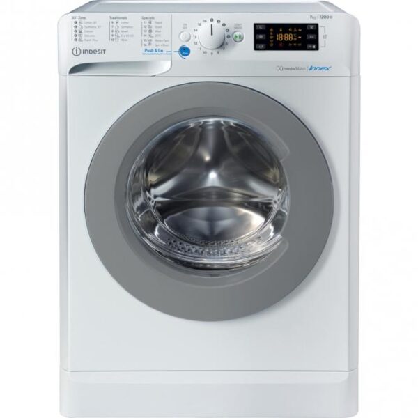 Veļas mašīna Indesit | 7 kg, Push&Go funkcija, Invertora motors