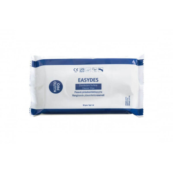 Easydes Dezinfekcijas virsmu tīrīšanas salvetes, 30 gab. | Ātrai iedarbībai, uz etanola bāzes