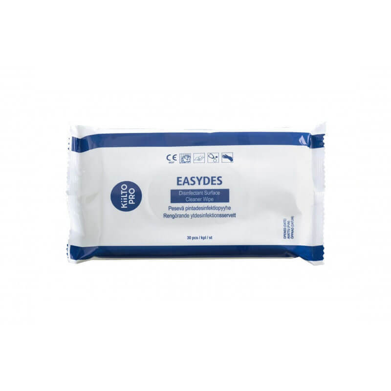 dregnos-dezinfekcines-pavirsiu-valymo-serveteles-Easydes-30vnt Easydes Dezinfekcijas virsmu tīrīšanas salvetes, 30 gab. | Ātrai iedarbībai, uz etanola bāzes - Image 1