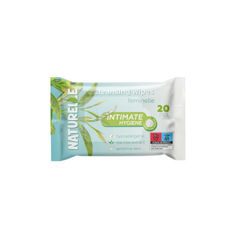 dregnos-serveteles-intymiai-higienai-naturelle-su-arbatmedziu-20vnt NATURELLE Mitrās Salvetes Intīmai Higiēnai 20 gab. | Ar Tējas koku, Kumelītēm, E Vitamīnu - Image 1
