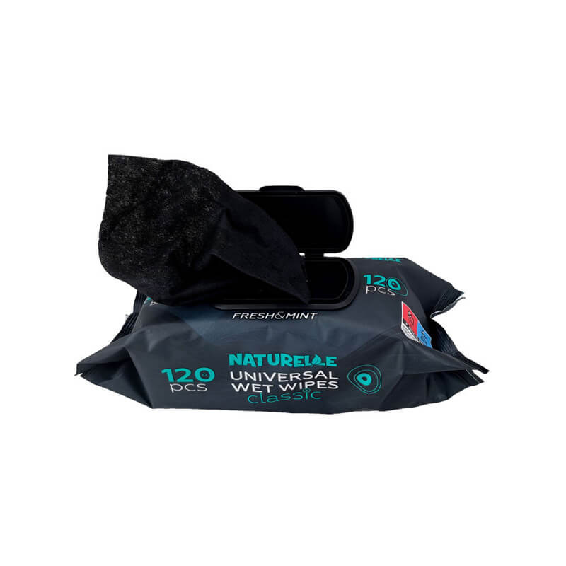 dregnos-serveteles-naturelle-classic-juodos-spalvos-120vnt Melnas mitrās salvetes Naturelle Classic, 120 gab. | Izturīgas, ar E vitamīnu - Image 1