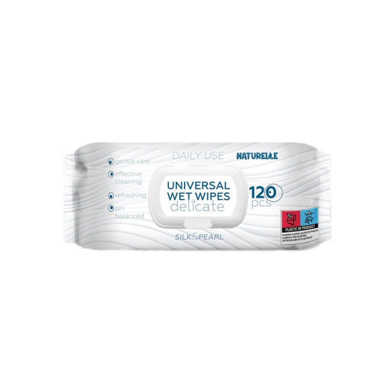 dregnos-serveteles-naturelle-delicate-120vnt Universālas mitrās salvetes Naturelle Delicate, 120 gab. | Ar E vitamīnu - Image 1