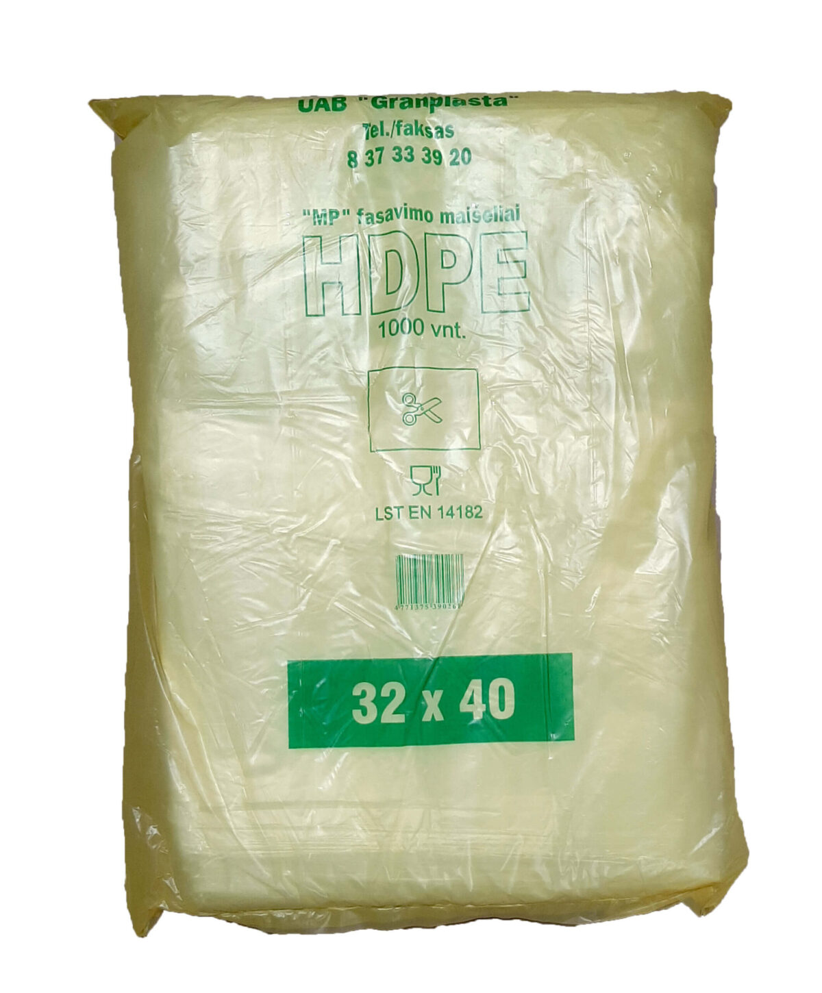 HDPE iepakojuma maisiņi rullī, 32x40 cm, 1000 gab. - Image 1