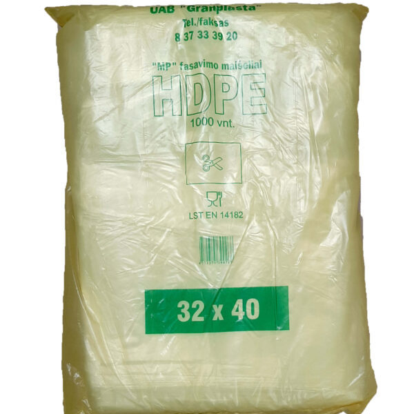 HDPE iepakojuma maisiņi rullī, 32x40 cm, 1000 gab.