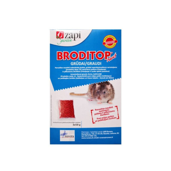 Grauzēju inde BRODITOP Next graudi, 150g | Pelēm un žurkām