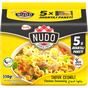 NUDO greitai paruošiamų makaronų vištienos skonio 5 pakuočių rinkinys