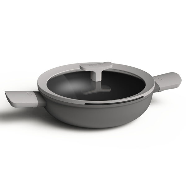 BergHOFF LEO Wok Panna ar Vāku 24 cm | Liets Alumīnijs, Bez PFOA, Izliešanas Funkcija