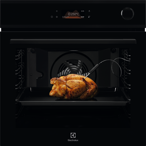 Tvaika cepeškrāsns Electrolux 800 SteamCrisp ar pirolīzi | A+ klase, gaļas termometrs