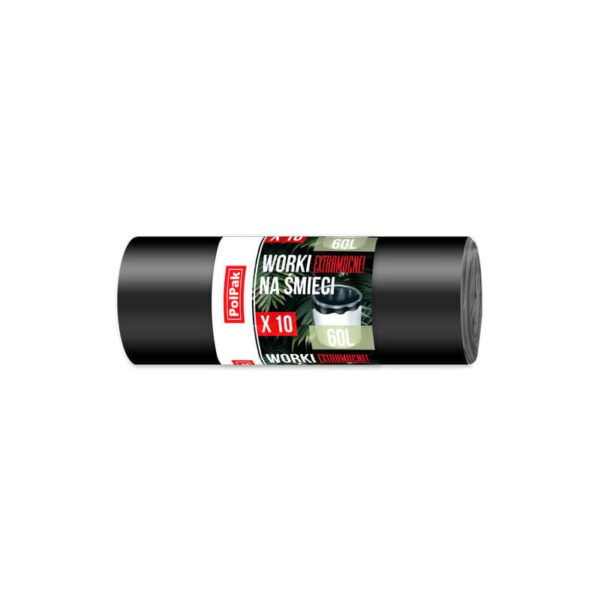 POLPAK Atkritumu Maisi 60 Litri Melni | Biezi (28 µm), Liels Krājums (40 Rul.)