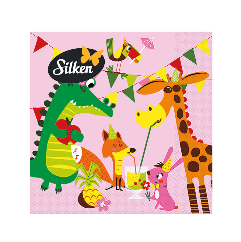 stalo-serveteles-decor-gyvunu-svente-33x33cm-3-sluoksniai-18vnt DECOR Salvetes “Dzīvnieku svētki” | 3 kārtas, 100% celuloze, 18 gab. - Image 1