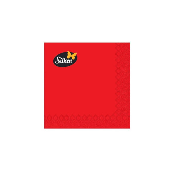 Vienkrāsainas sarkanas galda salvetes 33x33 cm, 3 kārtas, 20 gab.