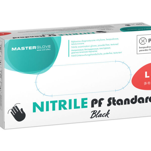 MASTER GLOVE Nitrila Cimdi L Izmērs, Melni | Izturība un Elegance, 100 gab.