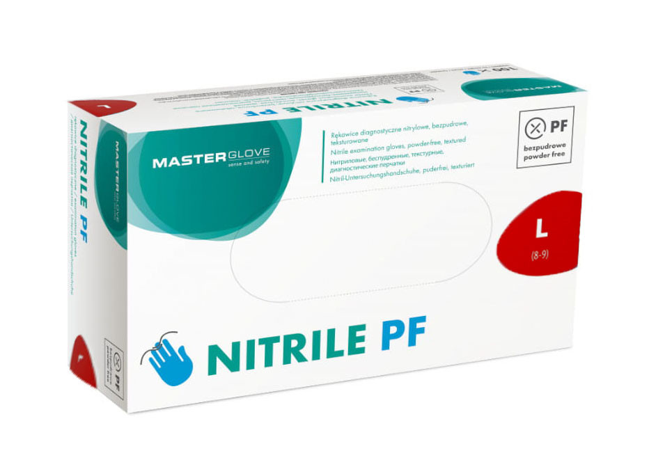 vienkartines-nitrilines-pirstines-master-glove-l-dydis-melynos-spalvos-100vnt MASTER GLOVE Nitrila Cimdi L Izmērs, Zili | Bez Pūdera, 100 gab. - Image 1