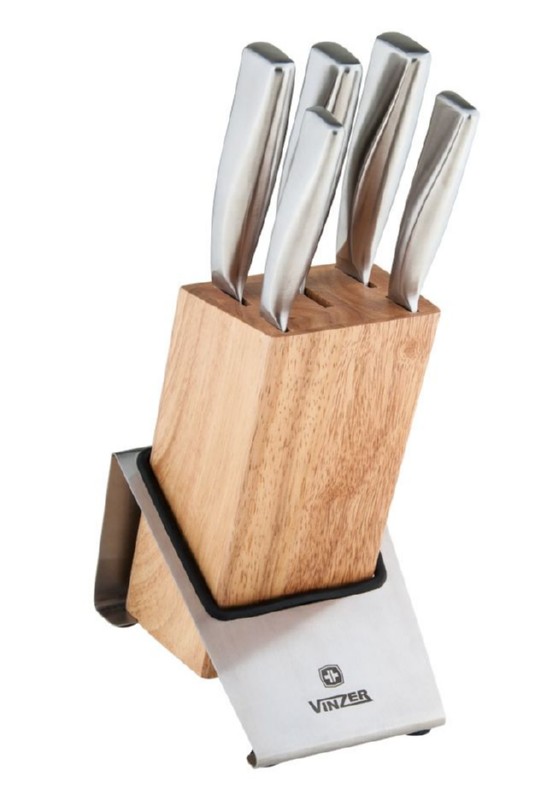 01_VNZ50121 Nažu komplekts VNZ50121 ar statīvu (6 gab.) | Augstas kvalitātes tērauds, ergonomiski rokturi, var mazgāt trauku mazgājamā mašīnā - Image 1