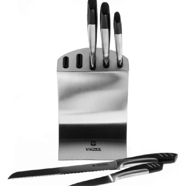 Nažu komplekts VNZ50125 ar statīvu (6 gab.) | Nerūsējošā tērauda statīvs, bakelīta rokturi, var mazgāt trauku mazgājamā mašīnā