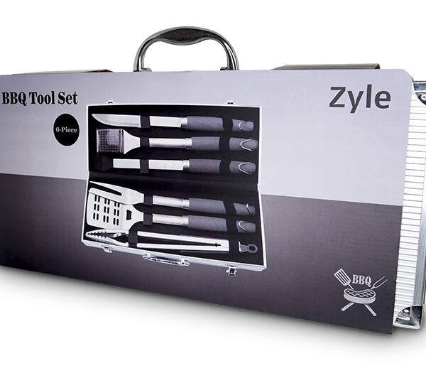 ZYLE Grila Instrumentu Komplekts ZY101SET (6 gab.) | Nerūsējošais Tērauds, Ar Koferi, 45 cm Garums