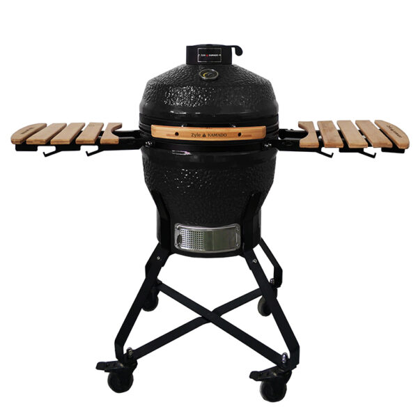 ZYLE Kamado Grils ZY18KSBLSET | 45 cm (18 collas), Pelnu atvilktne, GARANTIJA VISAM EKSPLUATĀCIJAS LAIKAM, Melns