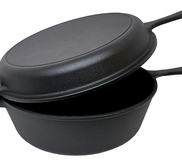 ZYLE Emaljēts Čuguna Cepšanas Trauks ZY226BKI (2-in-1 Panna/Katls) | Ø 26 cm, Piemērots Cepeškrāsnīm un Indukcijai