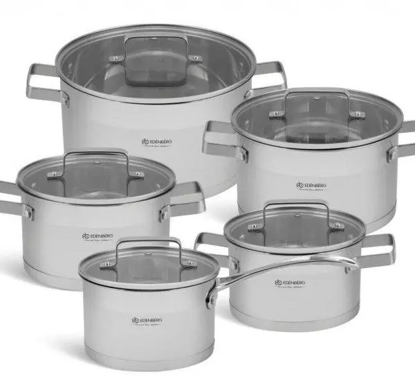 Edenberg 10 dalių nerūdijančio plieno indų rinkinys su kaušeliu EB-4090